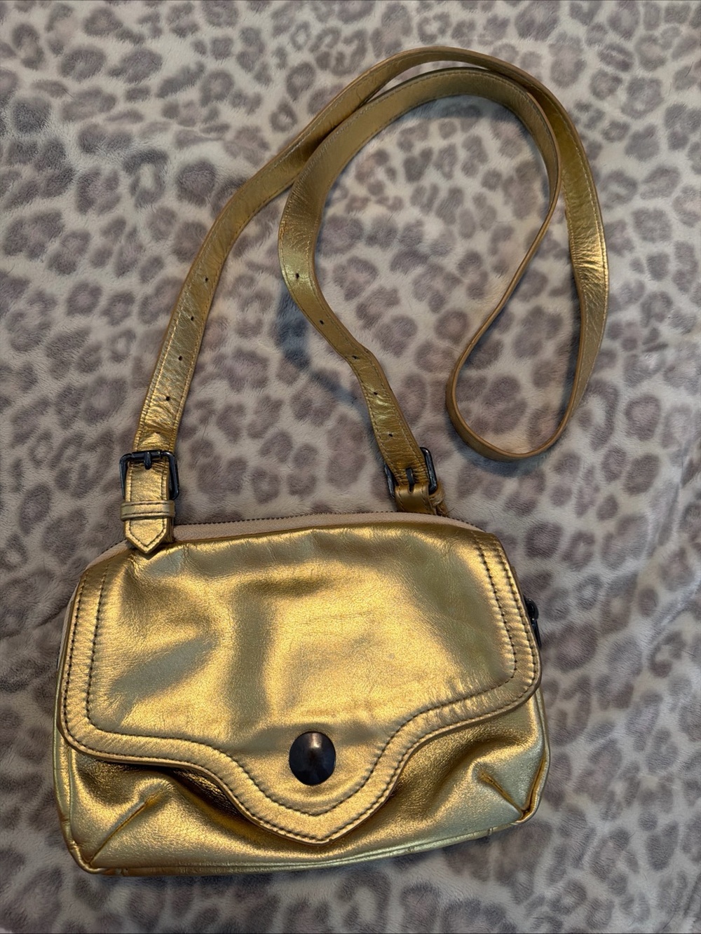 Liebeskind Berlin Anthropologie Gold Metallic Leather Crossbody Bag